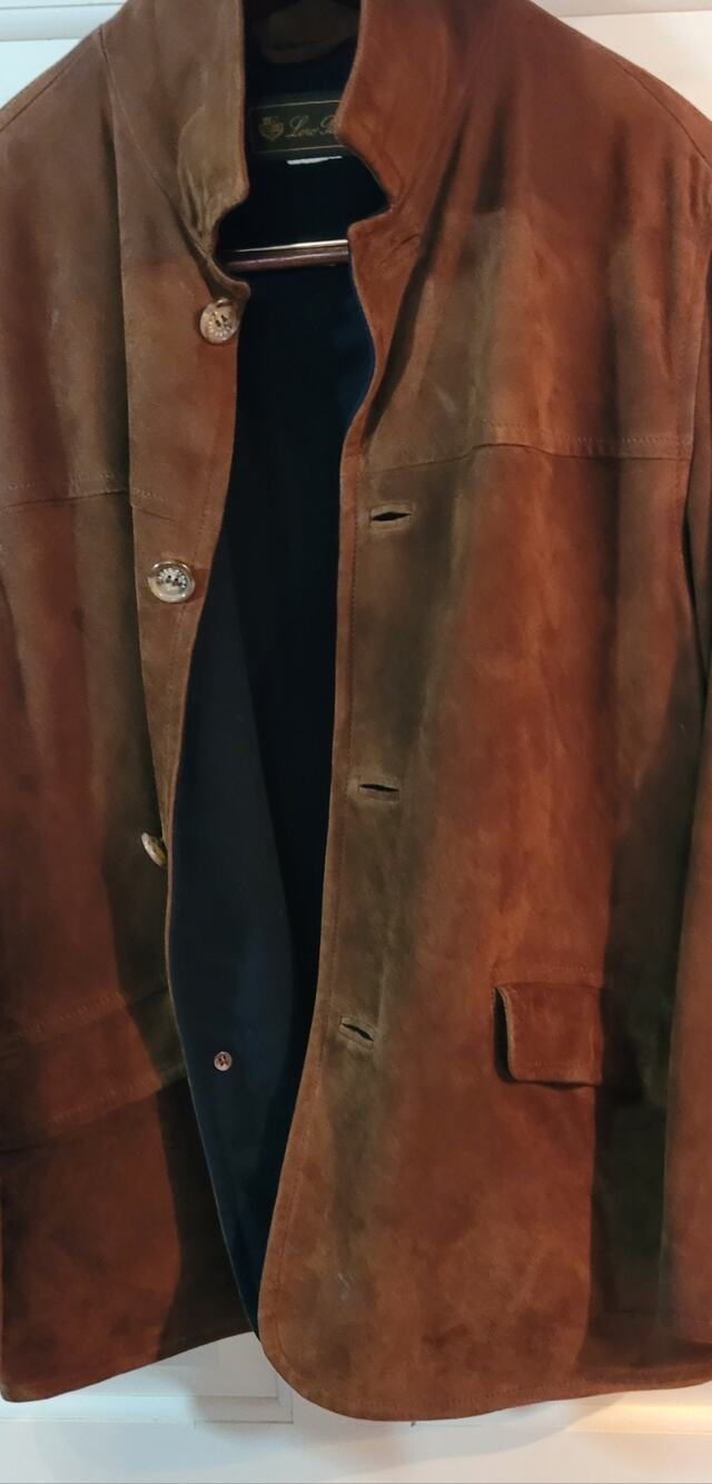 Vintage Italian Loro Piana Suede Jacket, Brown, M, Angora / New Wool lining